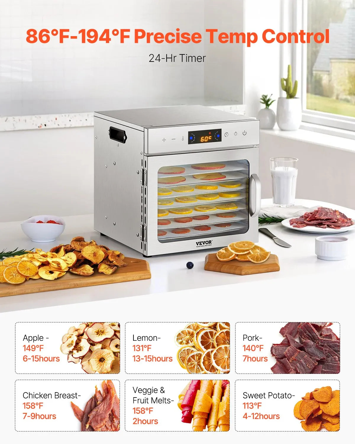 Сушилня за храни, 400W, 8 тави