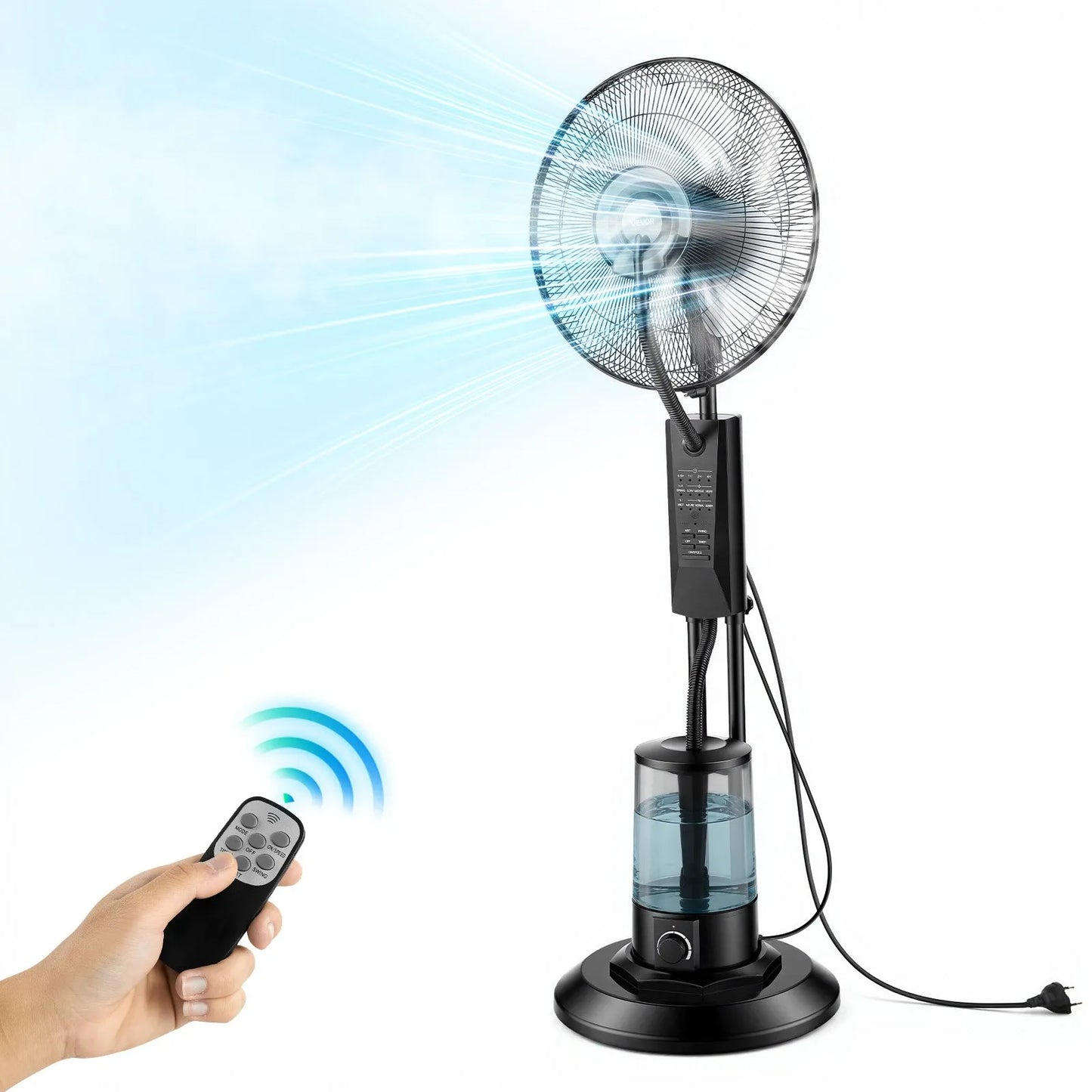 Вентилатор с разпръскване на вода, стоящ вентилатор с 3 скорости на въздушния поток