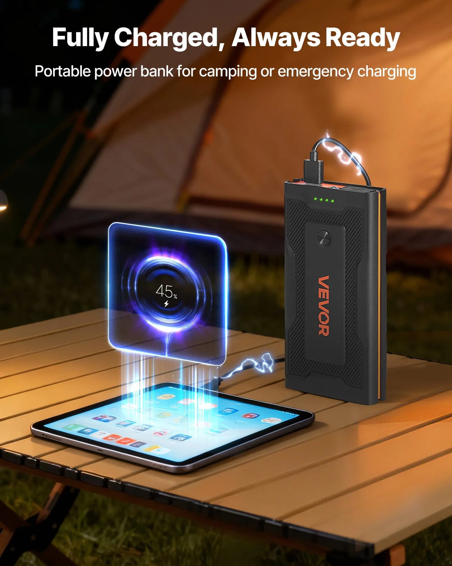 Джъмп стартер 1000А, 12V, опция Power Bank за телефон + фенер